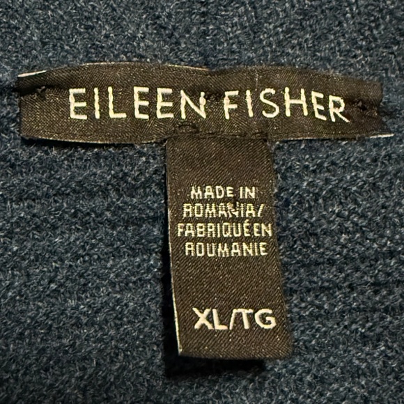 Eileen Fisher Cashmere Long Open Cardigan Sweater Jacket Size XL Dark Teal Blue - Picture 5 of 6